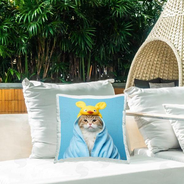 Stupell Industries RB | Cat In Bathroom Robe Printed Throw Pillow