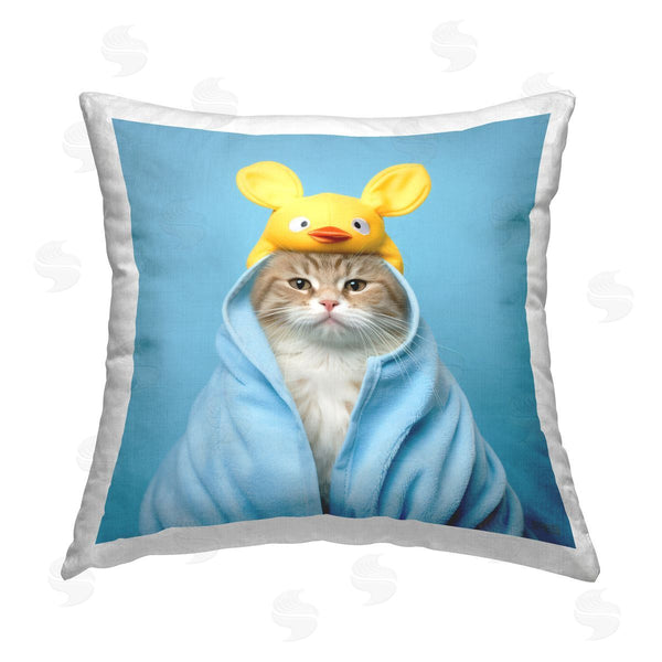 stupell industries RB | Cat in Bathroom Robe Printed Throw Pillow