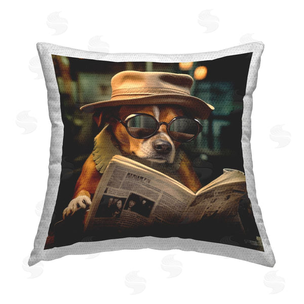 Stupell Industries RB | Classy Dog & Newspaper Printed Throw Pillow