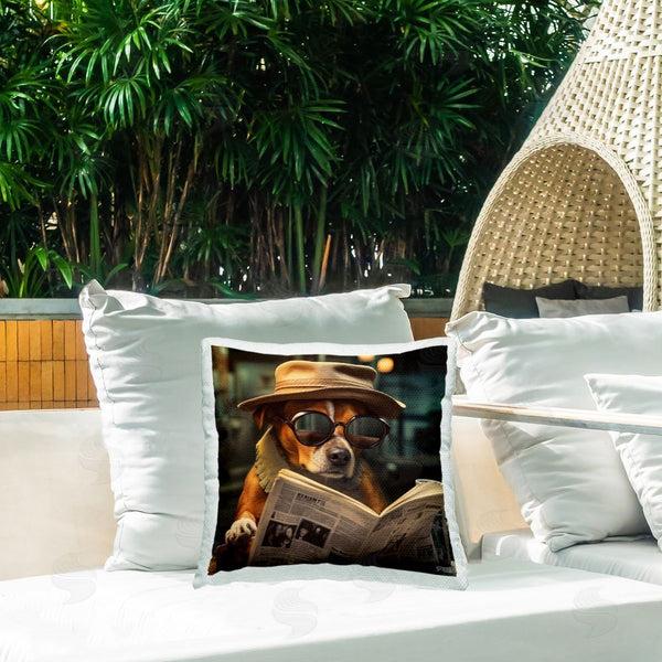 Stupell Industries RB | Classy Dog & Newspaper Printed Throw Pillow