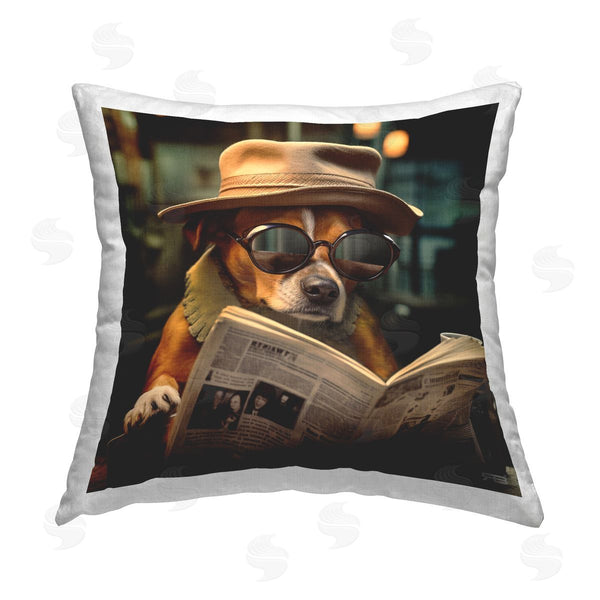 stupell industries RB | Classy Dog & Newspaper Printed Throw Pillow