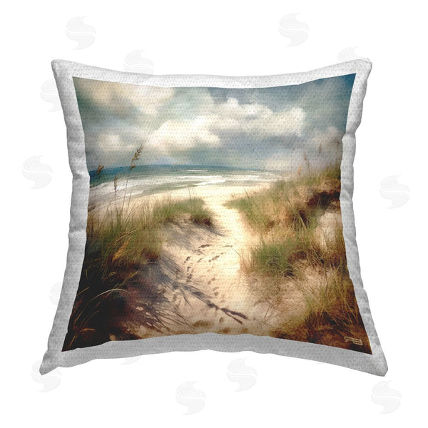 Stupell Industries RB | Cloudy Beach Shore Path Printed Throw Pillow