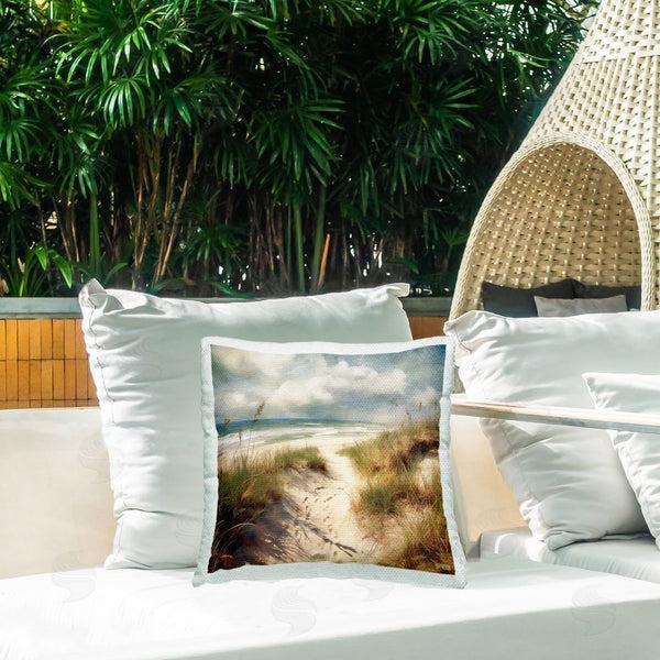 Stupell Industries RB | Cloudy Beach Shore Path Printed Throw Pillow