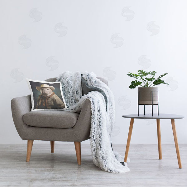 Stupell Industries RB | Cowboy Manatee Portrait Printed Throw Pillow