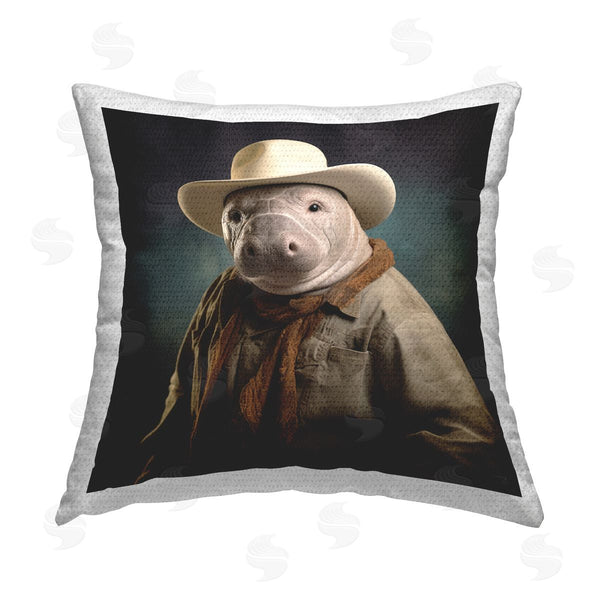 Stupell Industries RB | Cowboy Manatee Portrait Printed Throw Pillow