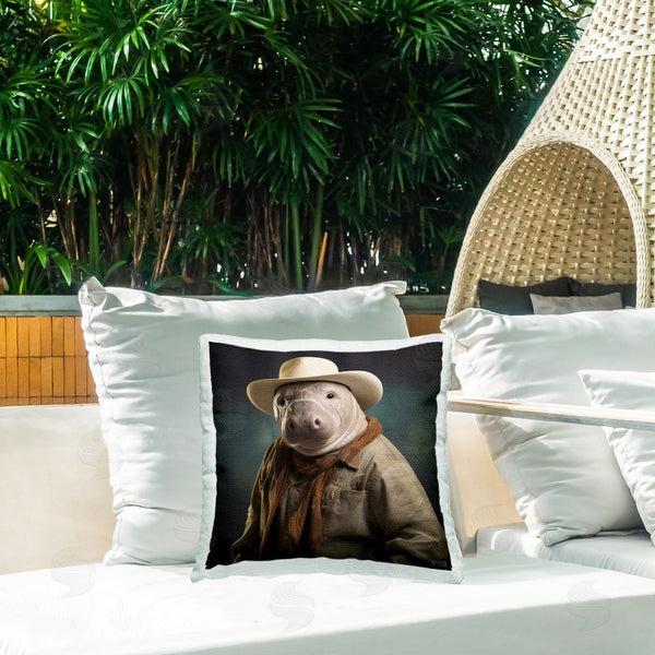 Stupell Industries RB | Cowboy Manatee Portrait Printed Throw Pillow
