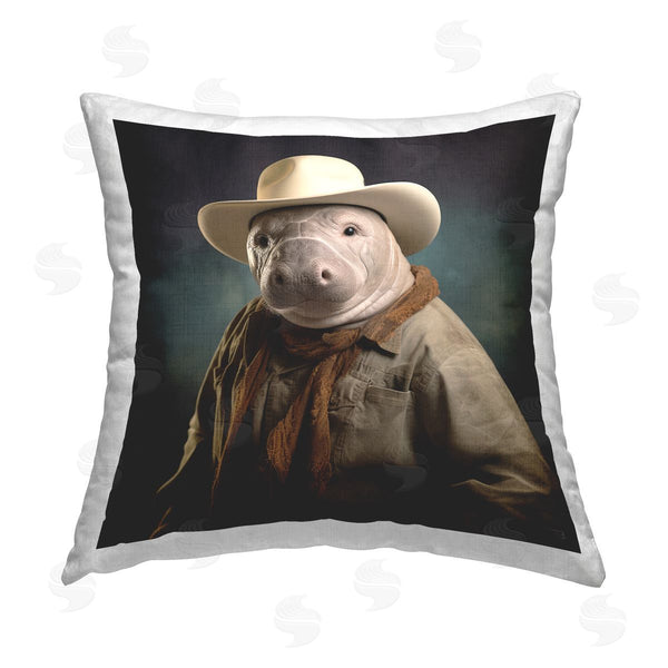 stupell industries RB | Cowboy Manatee Portrait Printed Throw Pillow