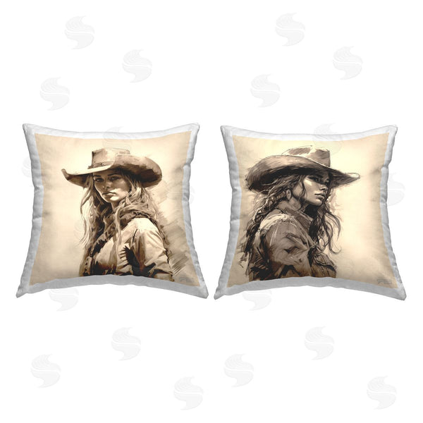 stupell industries RB | Cowgirl Beauty Portraits Printed Throw Pillow Set