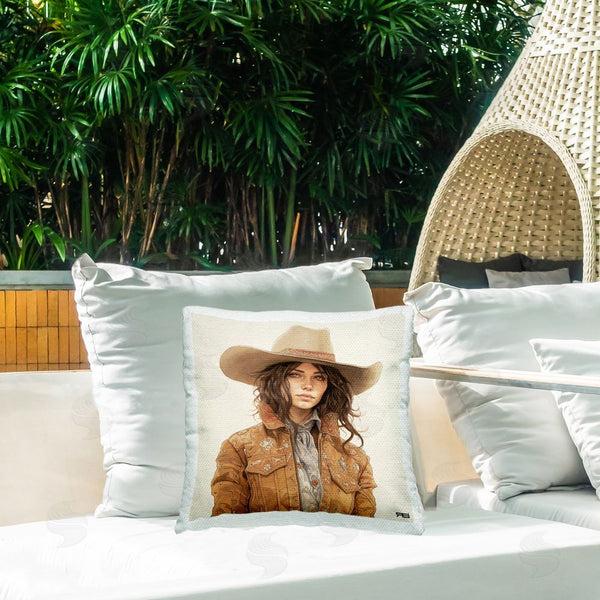 Stupell Industries RB | Cowgirl In Neutral Palette Printed Throw Pillow