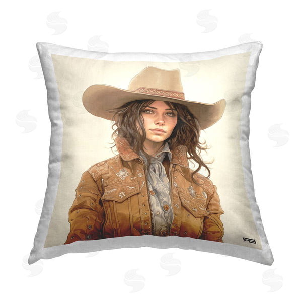 stupell industries RB | Cowgirl in Neutral Palette Printed Throw Pillow