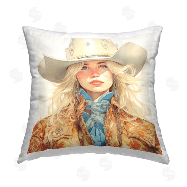 stupell industries RB | Cowgirl with Blonde Hair Printed Throw Pillow