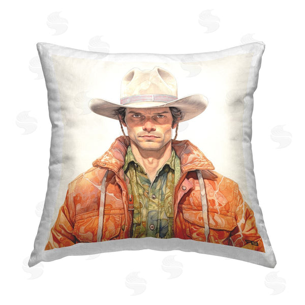 stupell industries RB | Detailed Cowboy Portrait Printed Throw Pillow