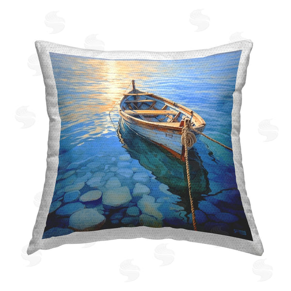 Stupell Industries RB | Docked Boat Over Rocks Printed Throw Pillow
