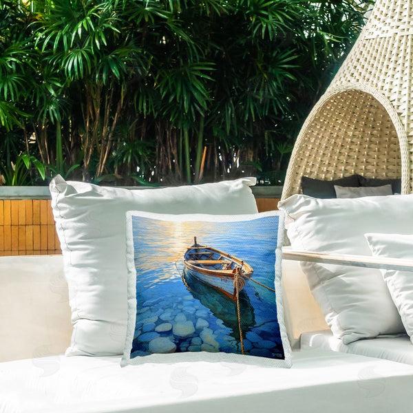 Stupell Industries RB | Docked Boat Over Rocks Printed Throw Pillow