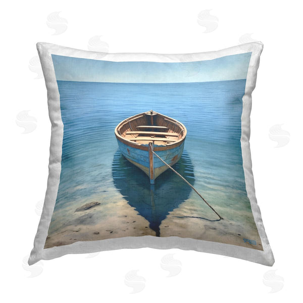 stupell industries RB | Docked Rowboat on Shore Printed Throw Pillow