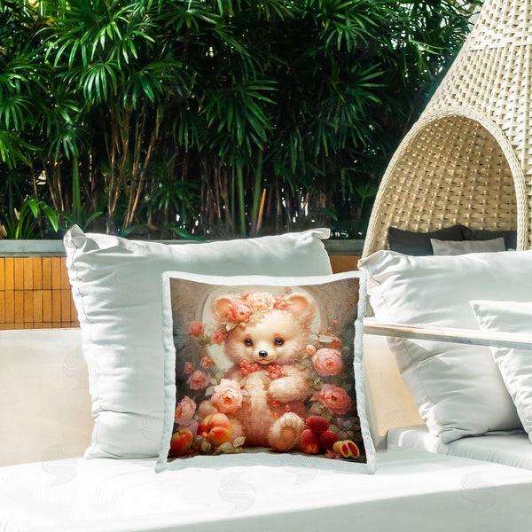 Stupell Industries RB | Elegant Bear With Florals Printed Throw Pillow