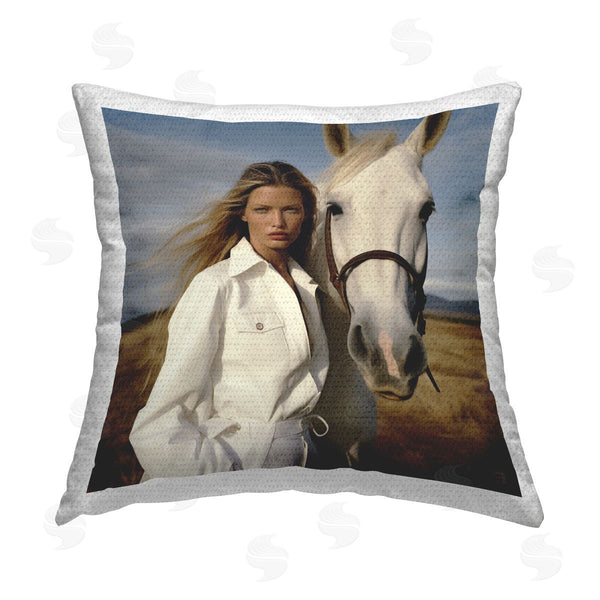 Stupell Industries RB | Equestrian Girl & White Horse Printed Throw Pillow
