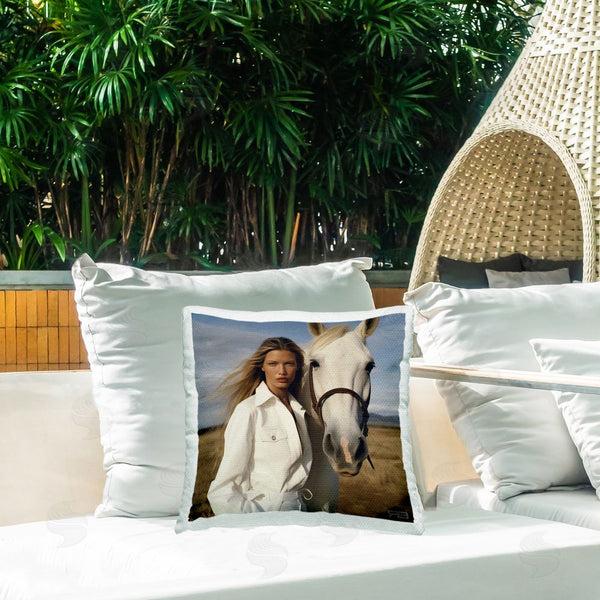 Stupell Industries RB | Equestrian Girl & White Horse Printed Throw Pillow