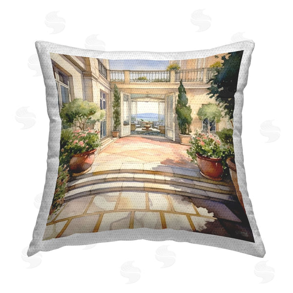 Stupell Industries RB | European Terrace Architecture Printed Throw Pillow