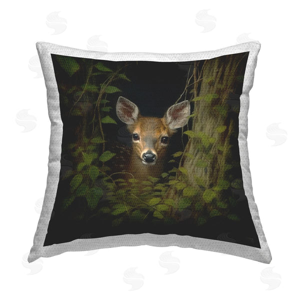 Stupell Industries RB | Fawn Peeking Ivy Plants Printed Throw Pillow