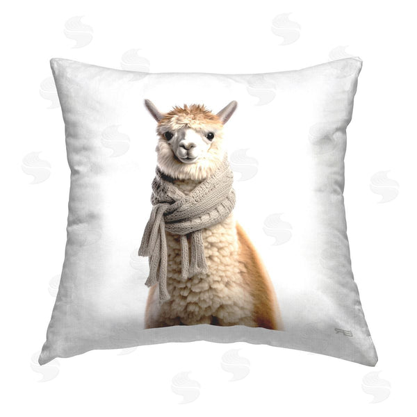 stupell industries RB | Fluffy Alpaca in Scarf Printed Throw Pillow