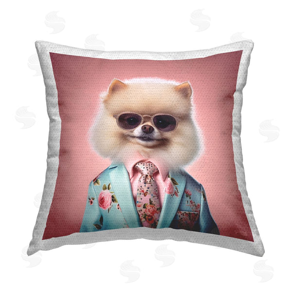 Stupell Industries RB | Fluffy Trendy Dog Printed Throw Pillow