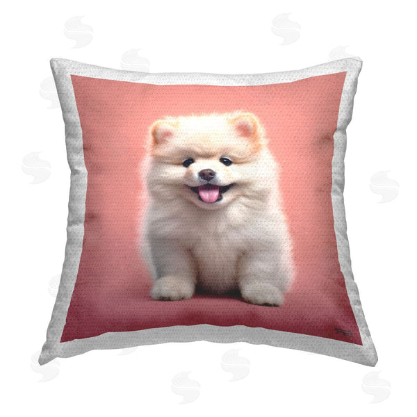 Stupell Industries RB | Fluffy White Puppy Printed Throw Pillow