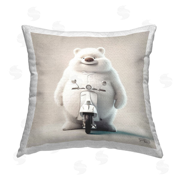 Stupell Industries RB | Funny Bear With Scooter Printed Throw Pillow