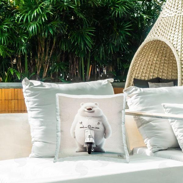 Stupell Industries RB | Funny Bear With Scooter Printed Throw Pillow