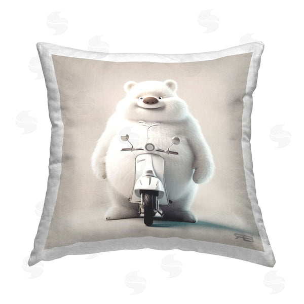 stupell industries RB | Funny Bear with Scooter Printed Throw Pillow