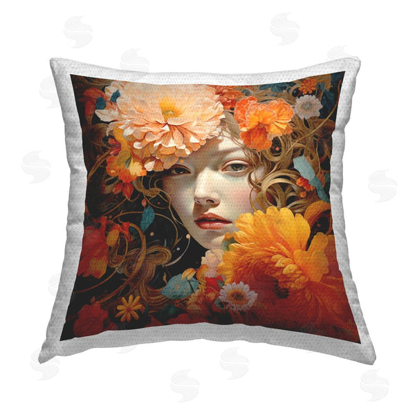 Stupell Industries RB | Gazing Girl & Florals Printed Throw Pillow