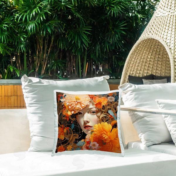 Stupell Industries RB | Gazing Girl & Florals Printed Throw Pillow