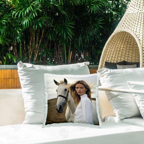 Stupell Industries RB | Girl In White With Horse Printed Throw Pillow