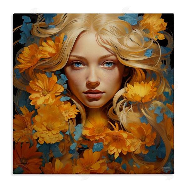 stupell industries RB | Girl with Cascading Flowers Wall Art