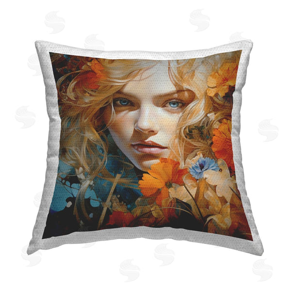Stupell Industries RB | Girl With Orange Blooms Printed Throw Pillow
