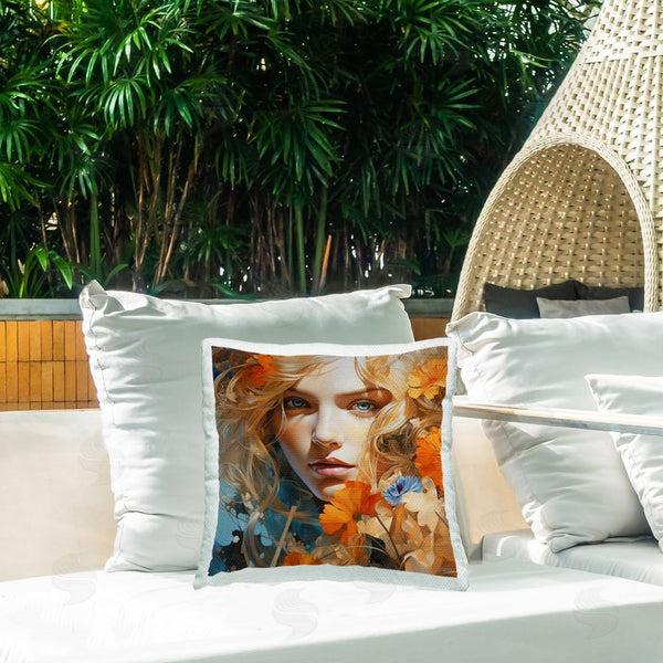 Stupell Industries RB | Girl With Orange Blooms Printed Throw Pillow