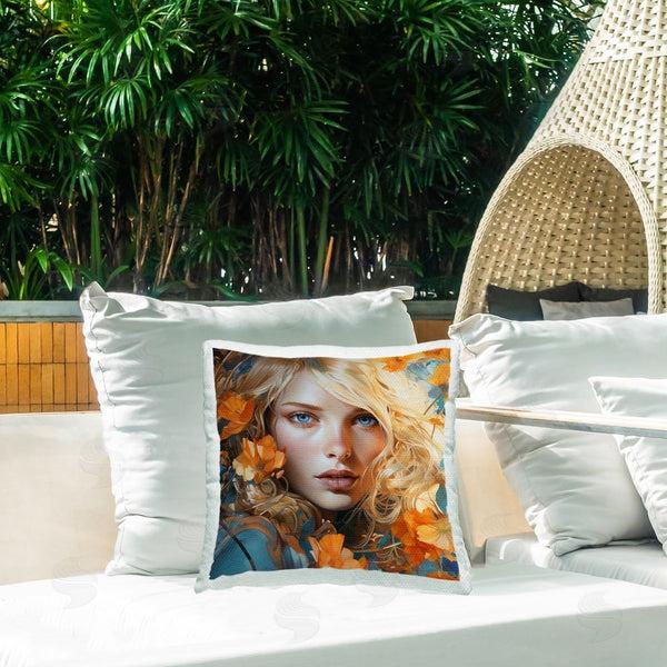 Stupell Industries RB | Girl With Orange Foliage Printed Throw Pillow