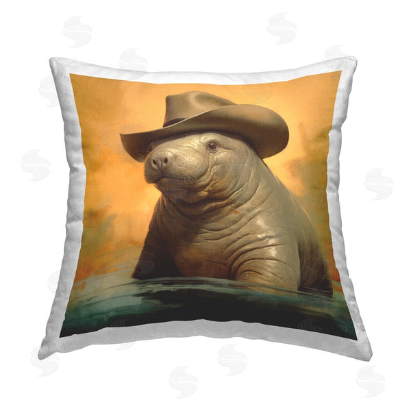 stupell industries RB | Manatee & Cowboy Hat Printed Throw Pillow