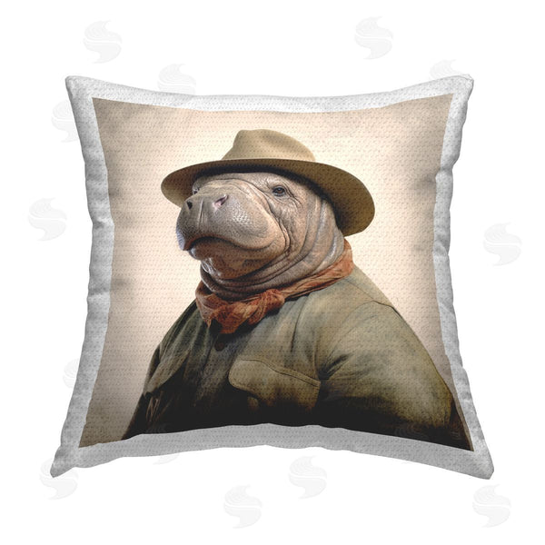 Stupell Industries RB | Manatee In Vintage Clothes Printed Throw Pillow