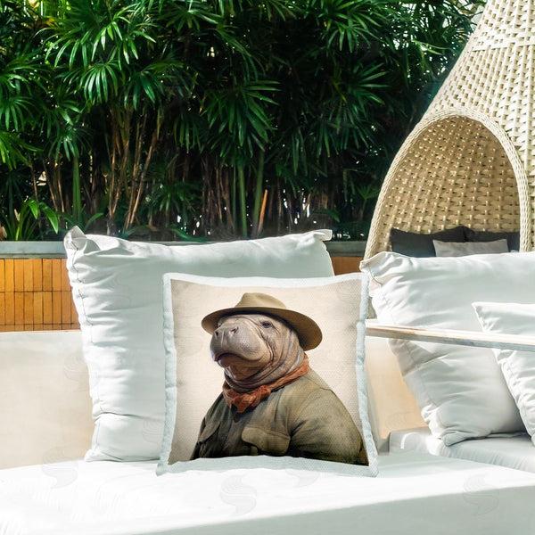 Stupell Industries RB | Manatee In Vintage Clothes Printed Throw Pillow