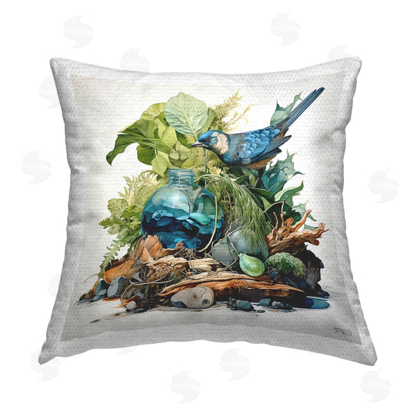 Stupell Industries RB | Nature Arrangement With Bird Printed Throw Pillow