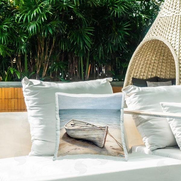 Stupell Industries RB | Neutral Boat On Beach Printed Throw Pillow