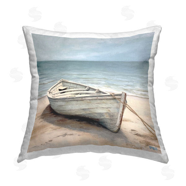 stupell industries RB | Neutral Boat on Beach Printed Throw Pillow