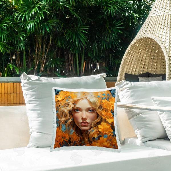Stupell Industries RB | Orange Floral Girl Printed Throw Pillow
