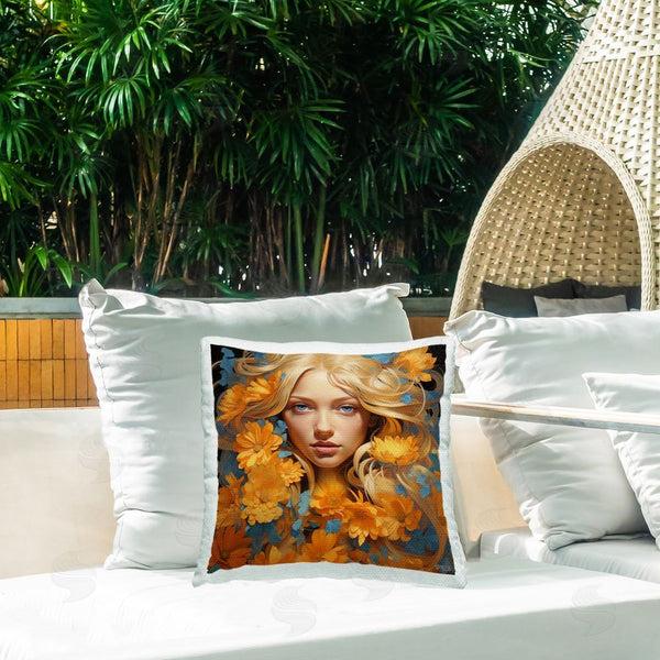 Stupell Industries RB | Orange Floral Portrait Printed Throw Pillow