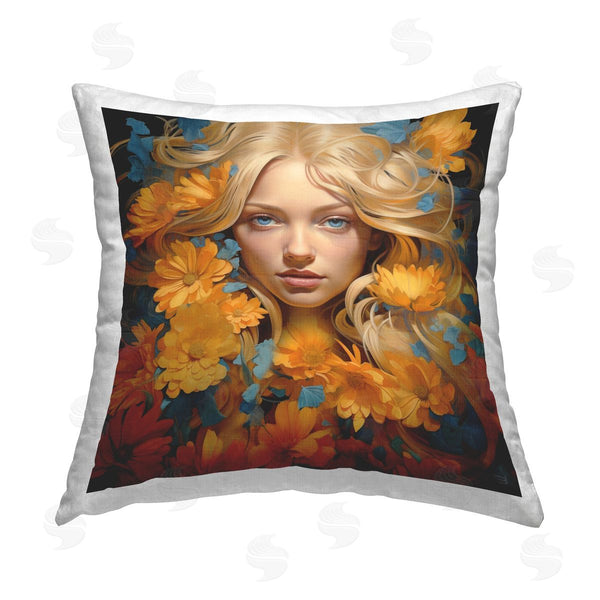 stupell industries RB | Orange Floral Portrait Printed Throw Pillow