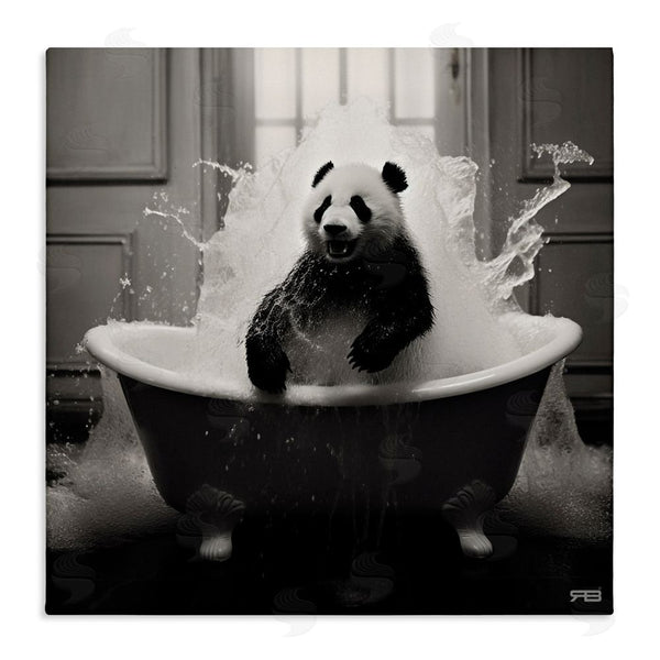 stupell industries RB | Panda & Splashing Bathtub Wall Art