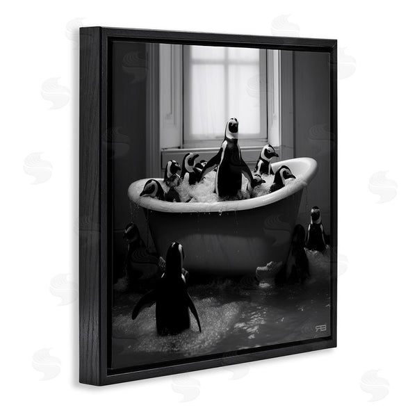 Stupell Industries RB | Penguin Flock In Tub Wall Art