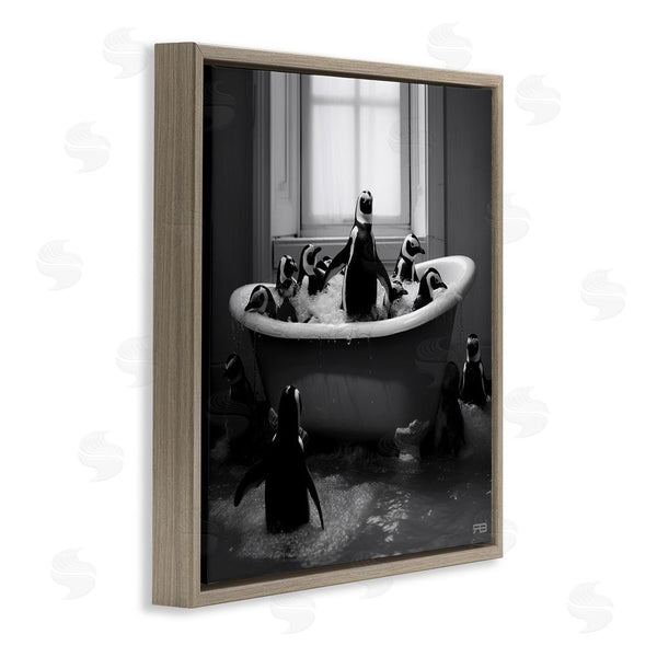 Stupell Industries RB | Penguin Flock In Tub Wall Art
