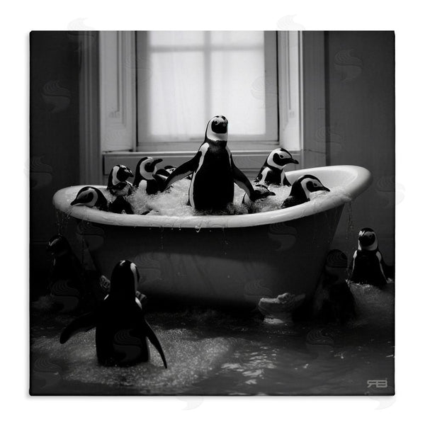 stupell industries RB | Penguin Flock in Tub Wall Art